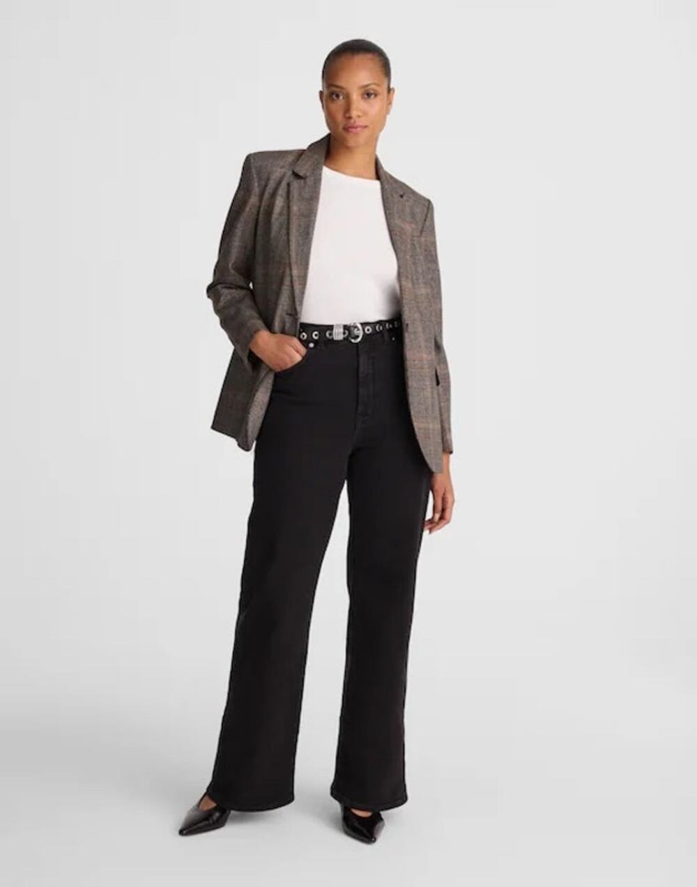Madewell The Curvy Wide-Leg Jean in Super Stretch Denim black frost US 30 NWT